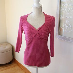 August Silk Sweetheart Neckline Pink Blouse Size M
